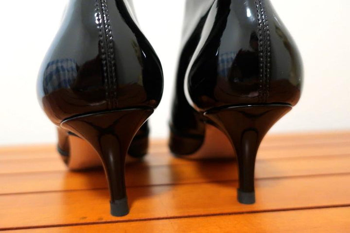 Gianvito Rossi Zip-Front 55 Ankle Boots Black Vinyl Size 36.5 Kitten Heel - Celebrity Owned