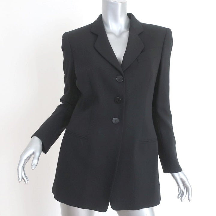 Giorgio Armani Le Collezioni Jacket Black Crepe Size 42 Three-Button Blazer - Celebrity Owned