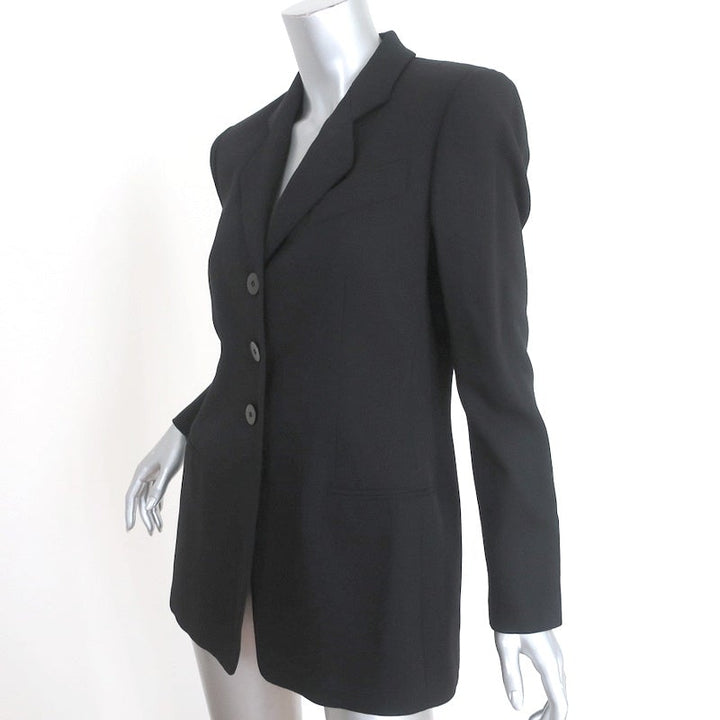 Giorgio Armani Le Collezioni Jacket Black Crepe Size 42 Three-Button Blazer - Celebrity Owned