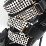 Giuseppe Zanotti Crystal-Embellished Crisscross Sandals Black Leather Size 38 - Celebrity Owned