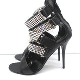 Giuseppe Zanotti Crystal-Embellished Crisscross Sandals Black Leather Size 38 - Celebrity Owned