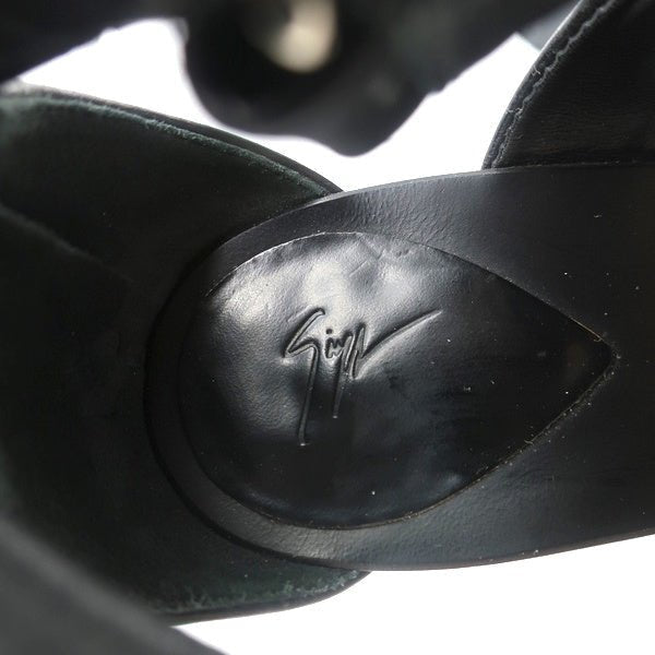 Giuseppe Zanotti Crystal-Embellished Crisscross Sandals Black Leather Size 38 - Celebrity Owned