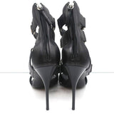 Giuseppe Zanotti Crystal-Embellished Crisscross Sandals Black Leather Size 38 - Celebrity Owned