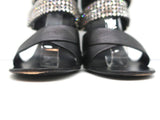 Giuseppe Zanotti Crystal-Embellished Crisscross Sandals Black Leather Size 38 - Celebrity Owned