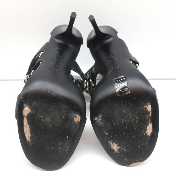 Giuseppe Zanotti Crystal-Embellished Crisscross Sandals Black Leather Size 38 - Celebrity Owned