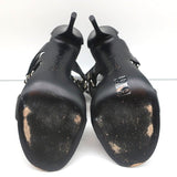 Giuseppe Zanotti Crystal-Embellished Crisscross Sandals Black Leather Size 38 - Celebrity Owned