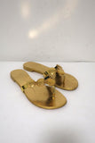 Giuseppe Zanotti Disc-Detailed Flat Thong Sandals Gold Metallic Leather Size 36 - Celebrity Owned