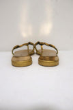 Giuseppe Zanotti Disc-Detailed Flat Thong Sandals Gold Metallic Leather Size 36 - Celebrity Owned