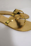 Giuseppe Zanotti Disc-Detailed Flat Thong Sandals Gold Metallic Leather Size 36 - Celebrity Owned
