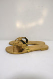 Giuseppe Zanotti Disc-Detailed Flat Thong Sandals Gold Metallic Leather Size 36 - Celebrity Owned