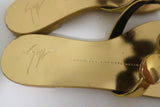 Giuseppe Zanotti Disc-Detailed Flat Thong Sandals Gold Metallic Leather Size 36 - Celebrity Owned