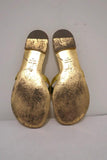 Giuseppe Zanotti Disc-Detailed Flat Thong Sandals Gold Metallic Leather Size 36 - Celebrity Owned