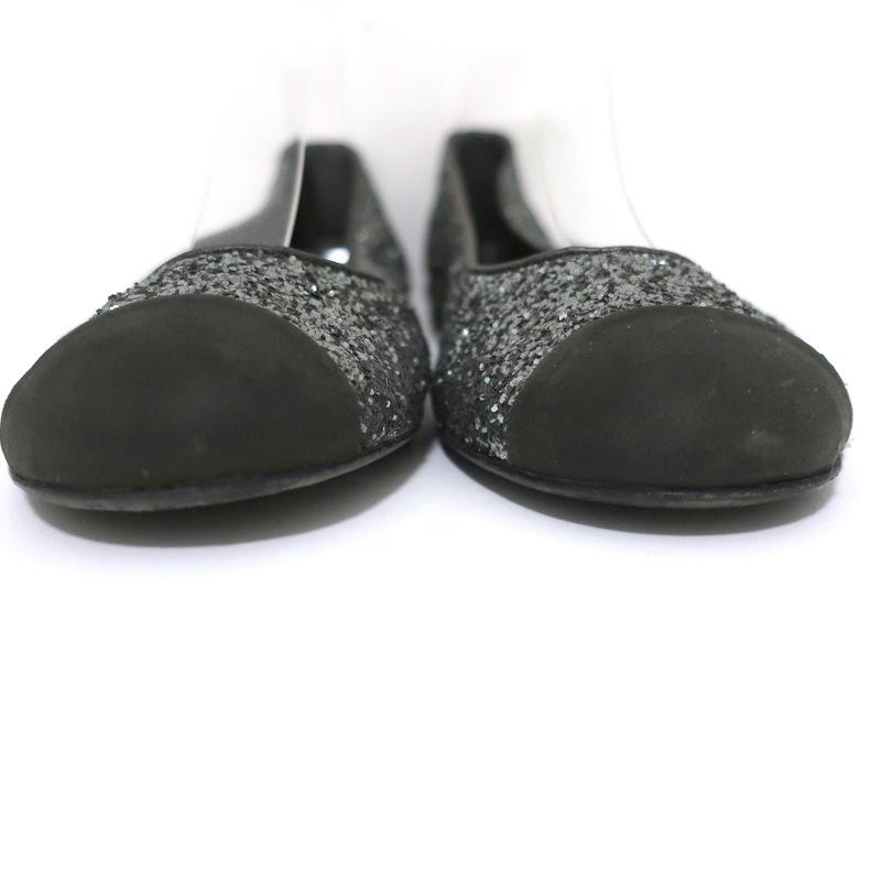 Giuseppe Zanotti Glitter Cap Toe Ballet Flats Silver Size 37 - Celebrity Owned