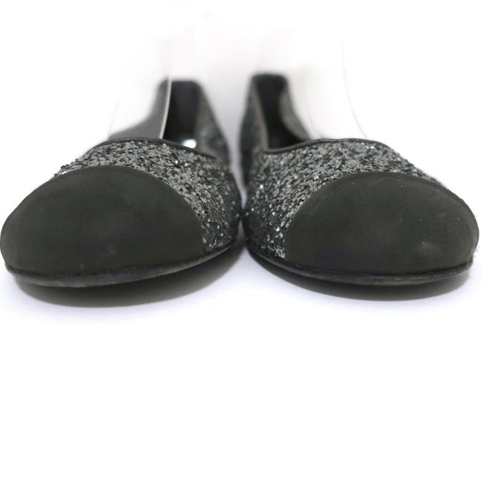 Giuseppe Zanotti Glitter Cap Toe Ballet Flats Silver Size 37 - Celebrity Owned