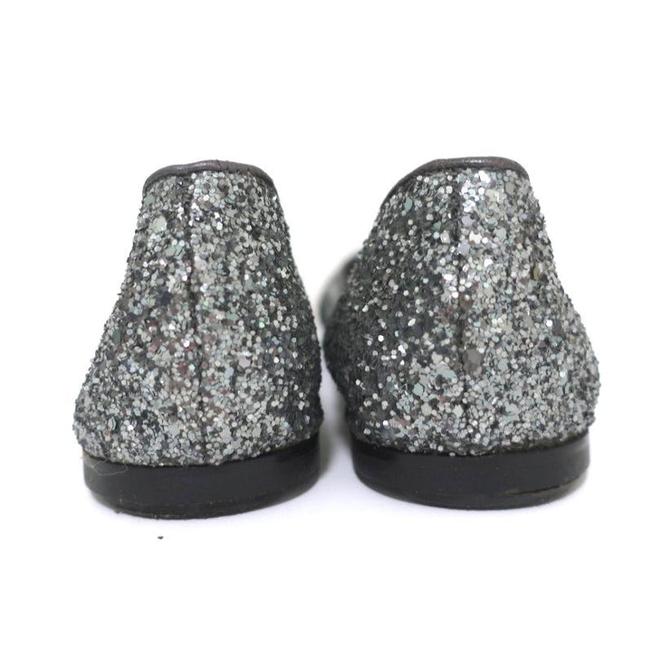 Giuseppe Zanotti Glitter Cap Toe Ballet Flats Silver Size 37 - Celebrity Owned