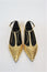 Giuseppe Zanotti Pumps Gold Snake-Embossed Leather Size 38 T-Strap Kitten Heel