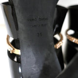 Giuseppe Zanotti x Balmain Sandal Boot Crystal-Trim Black Patent & Suede Size 39 - Celebrity Owned