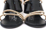 Giuseppe Zanotti x Balmain Sandal Boot Crystal-Trim Black Patent & Suede Size 39 - Celebrity Owned