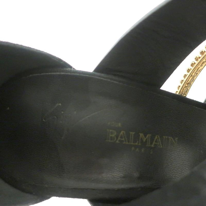 Giuseppe Zanotti x Balmain Sandal Boot Crystal-Trim Black Patent &amp; Suede Size 39 - Celebrity Owned