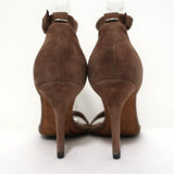 Givenchy Ankle Strap Sandals Brown Suede Size 37.5 Open Toe Heels - Celebrity Owned