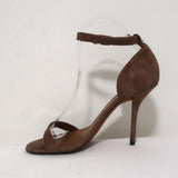 Givenchy Ankle Strap Sandals Brown Suede Size 37.5 Open Toe Heels - Celebrity Owned
