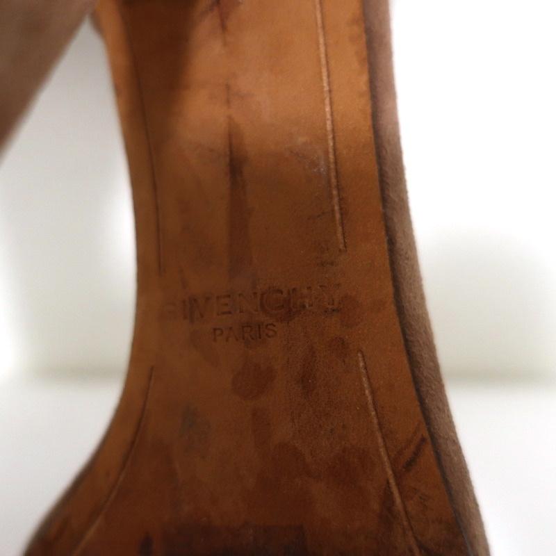 Givenchy Ankle Strap Sandals Brown Suede Size 37.5 Open Toe Heels - Celebrity Owned