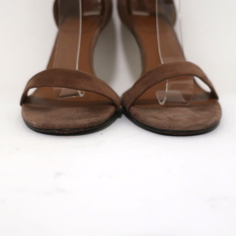 Givenchy Ankle Strap Sandals Brown Suede Size 37.5 Open Toe Heels - Celebrity Owned