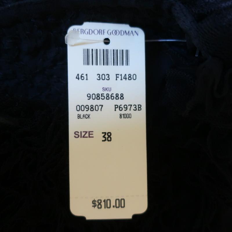 Givenchy Blouse Black Ruffled Tulle-Trim Chiffon Size 38 Short Sleeve Top NEW - Celebrity Owned