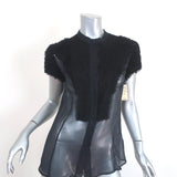 Givenchy Blouse Black Ruffled Tulle-Trim Chiffon Size 38 Short Sleeve Top NEW - Celebrity Owned