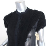 Givenchy Blouse Black Ruffled Tulle-Trim Chiffon Size 38 Short Sleeve Top NEW - Celebrity Owned