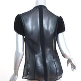 Givenchy Blouse Black Ruffled Tulle-Trim Chiffon Size 38 Short Sleeve Top NEW - Celebrity Owned