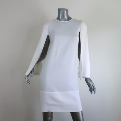 Givenchy Cape Sleeve Dress White Stretch Crepe Size 36 - Celebrity Owned