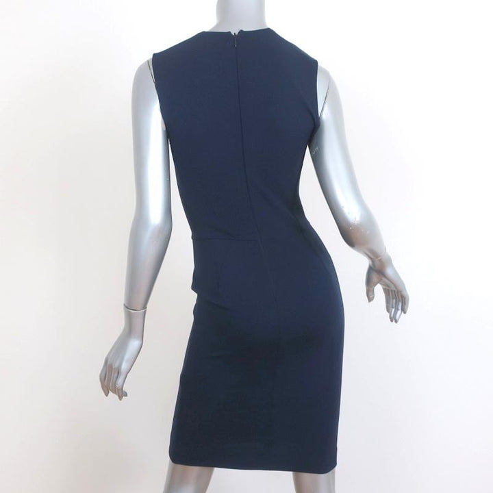 Givenchy Dress Navy Stretch Knit Size 38 Sleeveless V-Neck Sheath - Celebrity Owned
