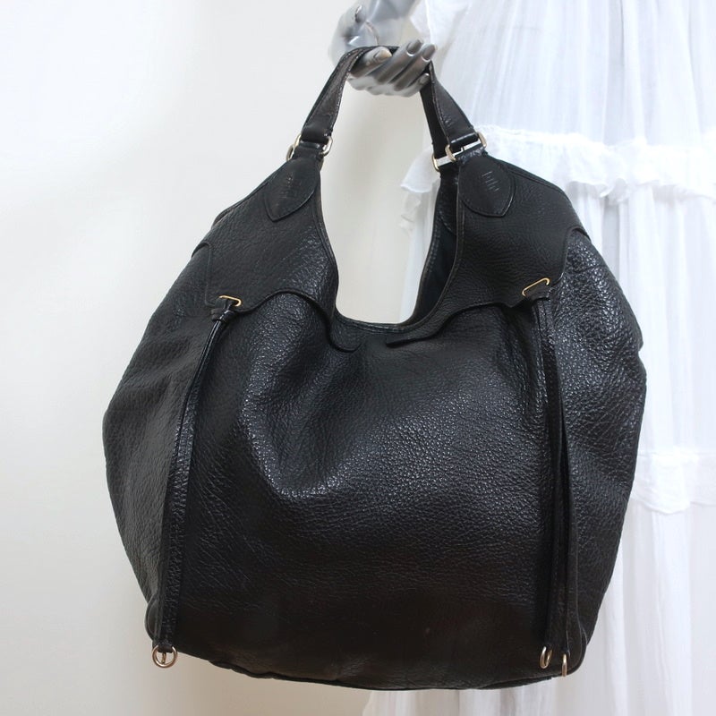 Givenchy Extra Large Hobo Black Grained Leather Shoulder Bag - Celebrity Owned