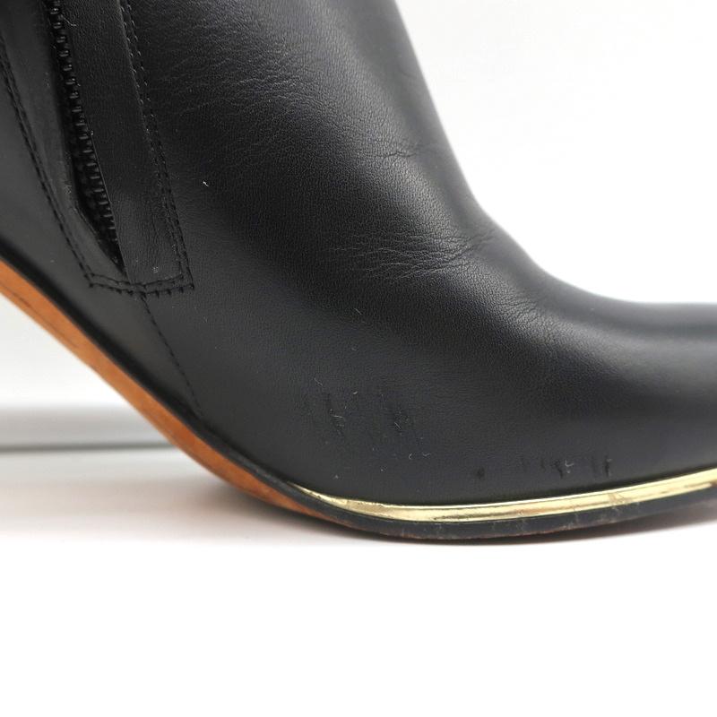 Givenchy Gold-Trim Ankle Boots Black Leather Size 38 High Heel Booties - Celebrity Owned