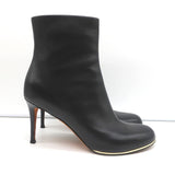 Givenchy Gold-Trim Ankle Boots Black Leather Size 38 High Heel Booties - Celebrity Owned