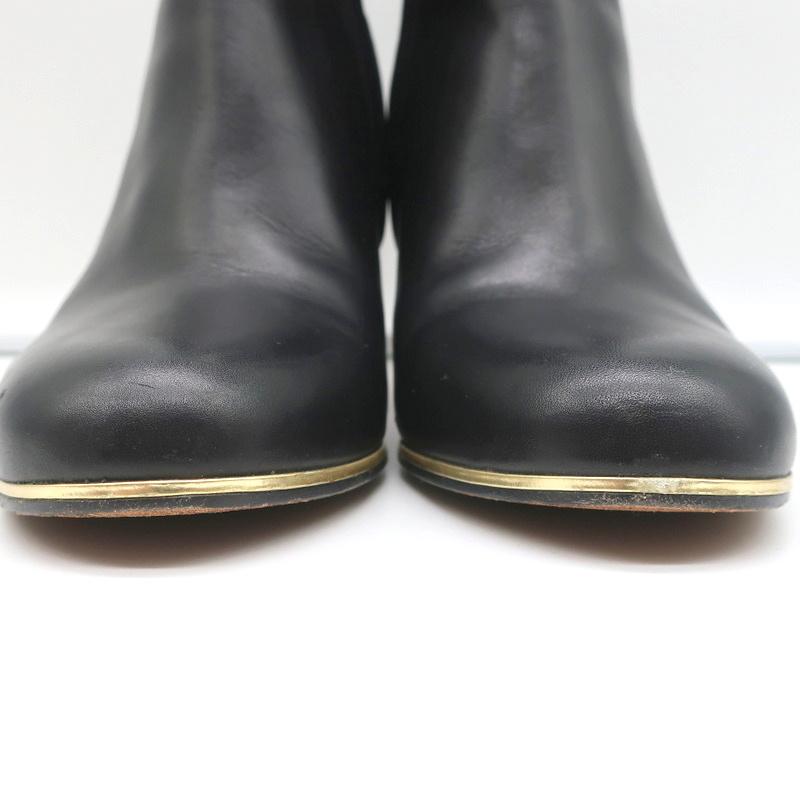 Givenchy Gold-Trim Ankle Boots Black Leather Size 38 High Heel Booties - Celebrity Owned