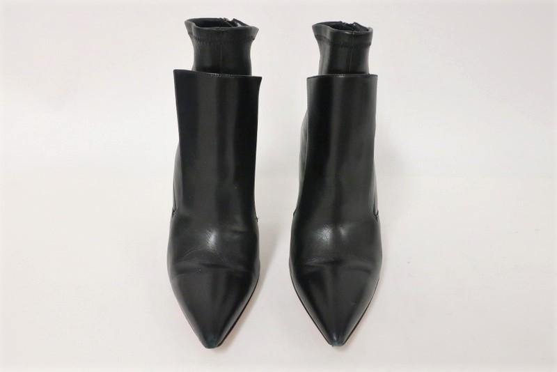 Givenchy Infinity Ankle Boots Black Layered Leather Size 37 Pointed Toe Booties - Celebrity Owned