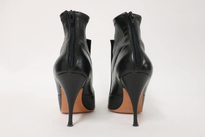 Givenchy Infinity Ankle Boots Black Layered Leather Size 37 Pointed Toe Booties - Celebrity Owned