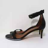 Givenchy Nadia Sandals Black Leather Size 37.5 Ankle Strap Mid-Heel - Celebrity Owned