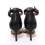 Givenchy Nadia Sandals Black Leather Size 37.5 Ankle Strap Mid-Heel - Celebrity Owned
