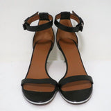 Givenchy Nadia Sandals Black Leather Size 37.5 Ankle Strap Mid-Heel - Celebrity Owned