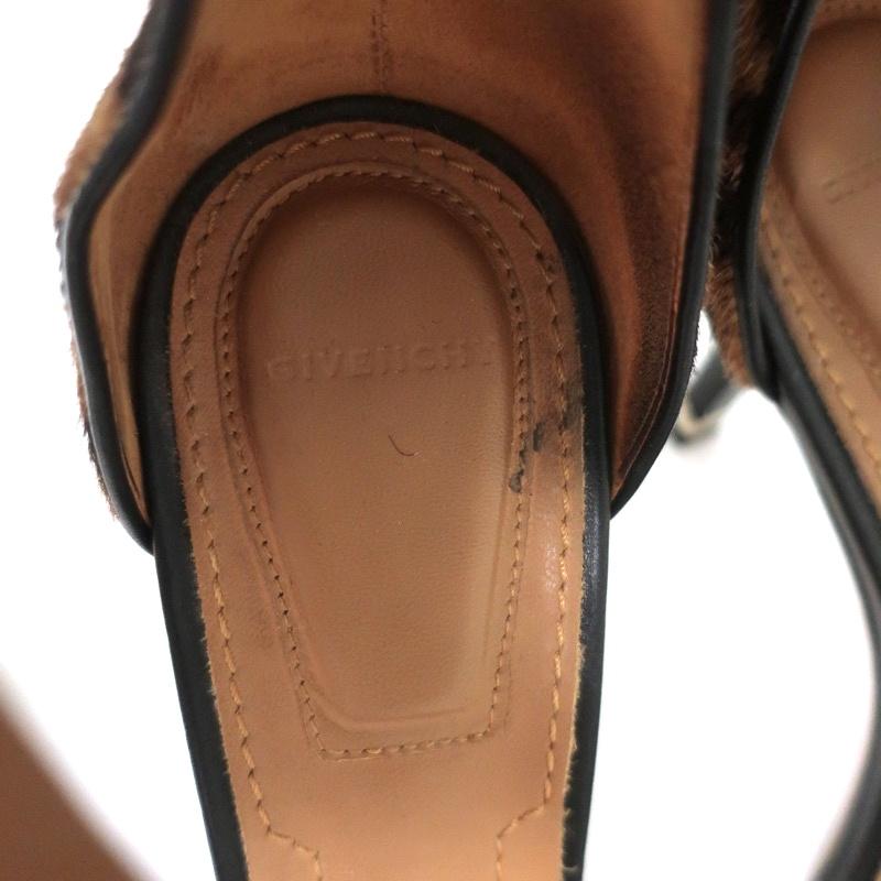 Givenchy Nadia Sandals Leopard Print Calf Hair Size 37 Ankle Strap Heels - Celebrity Owned