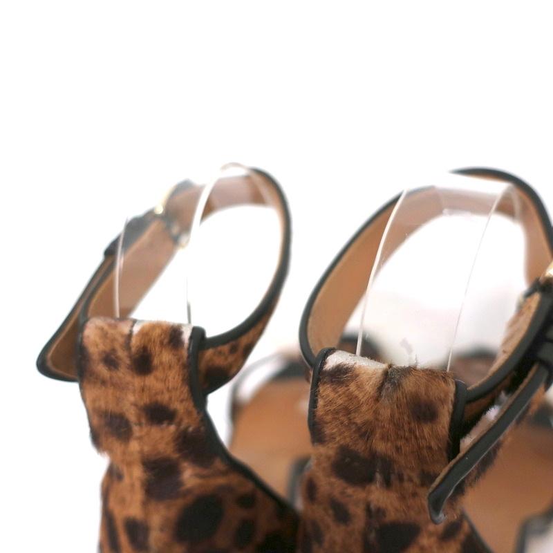 Givenchy Nadia Sandals Leopard Print Calf Hair Size 37 Ankle Strap Heels - Celebrity Owned
