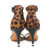 Givenchy Nadia Sandals Leopard Print Calf Hair Size 37 Ankle Strap Heels - Celebrity Owned