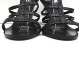 Givenchy Wedge Sandals Black Crinkled Patent Leather Size 39.5 Open Toe Heels - Celebrity Owned