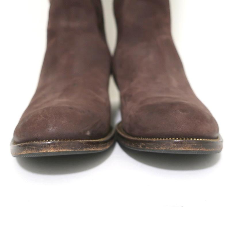 Givenchy Zipper-Trim Riding Boots Brown Nubuck Size 41 Flat Knee High Boots - Celebrity Owned