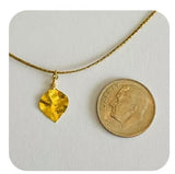 Pippa Small Mini Leaf Pendant on Cord Necklace 18k Gold