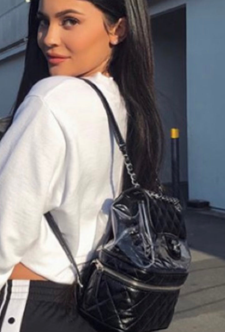 Chanel Aquarium Backpack Black Crumpled Leather &amp; Transparent PVC Small Bag