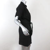& Other Stories Mini Dress Black Linen Size 6 Tie-Front Shirtdress NEW - Celebrity Owned